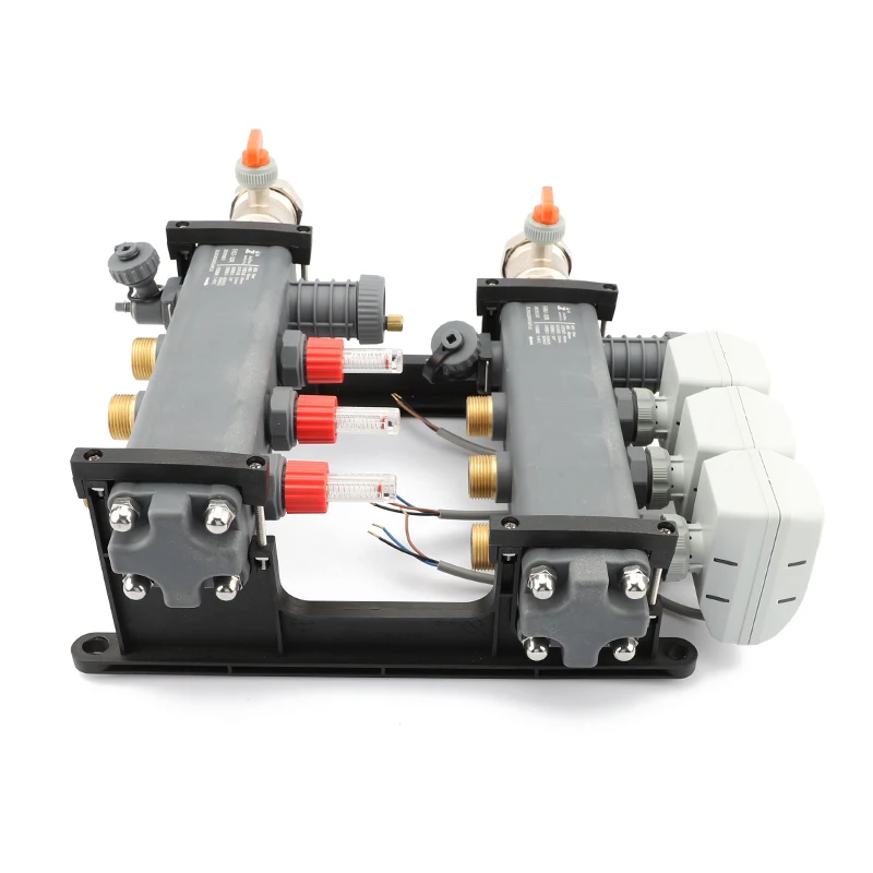 Junzhou HVAC System Special Electric Globe Valve with Live Ball Water Floor Heating Manifold DN32PPR Includes Flow Meter
