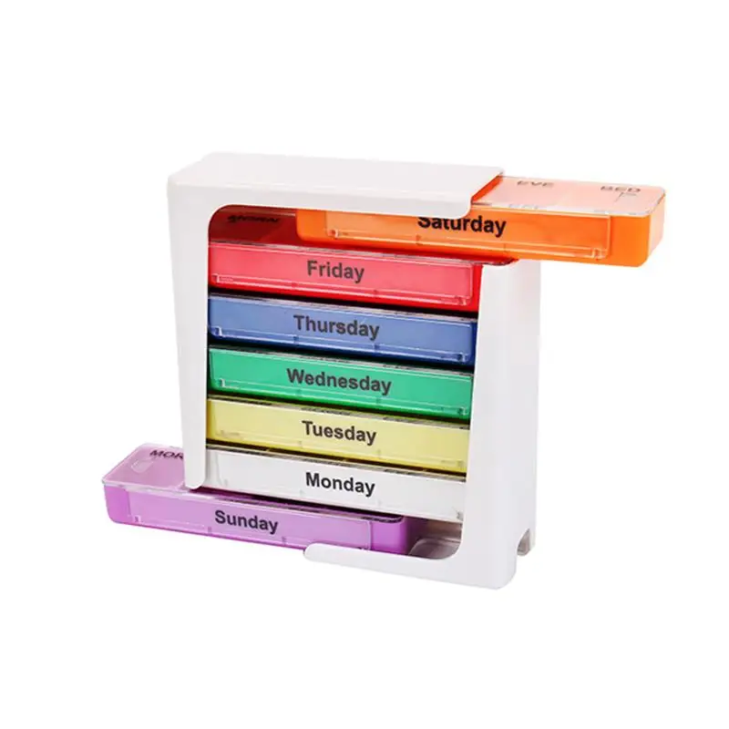 Professional manufacturers 7 day pill organizer plastic pill box Stable supply for The elderly and patients