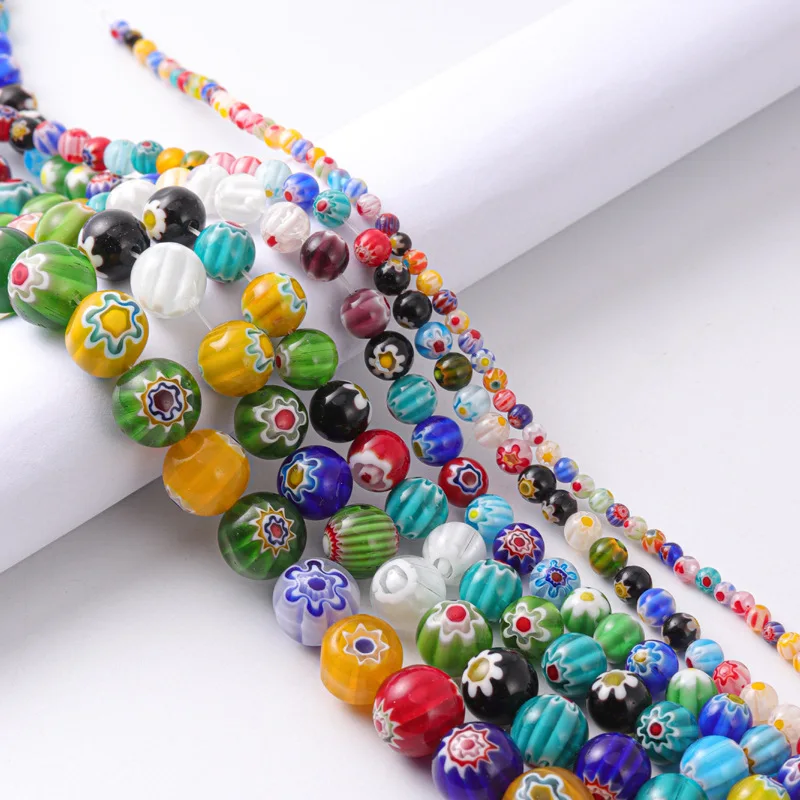 Wholesale Flower Crystal Lampwork Millefiori Glass Bead Mixed beads For Jewelry