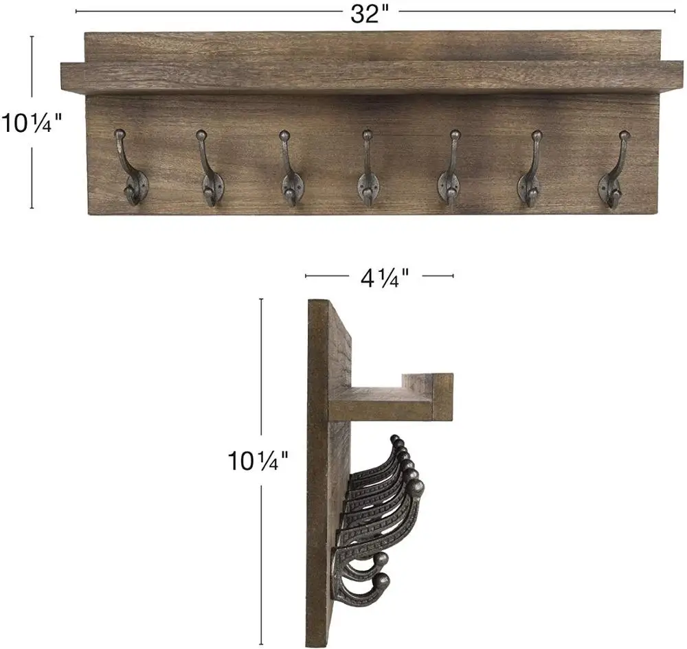 
 Шебби-шик, домашний декор, деревенская полка для прихожей, деревянная полка для пальто  