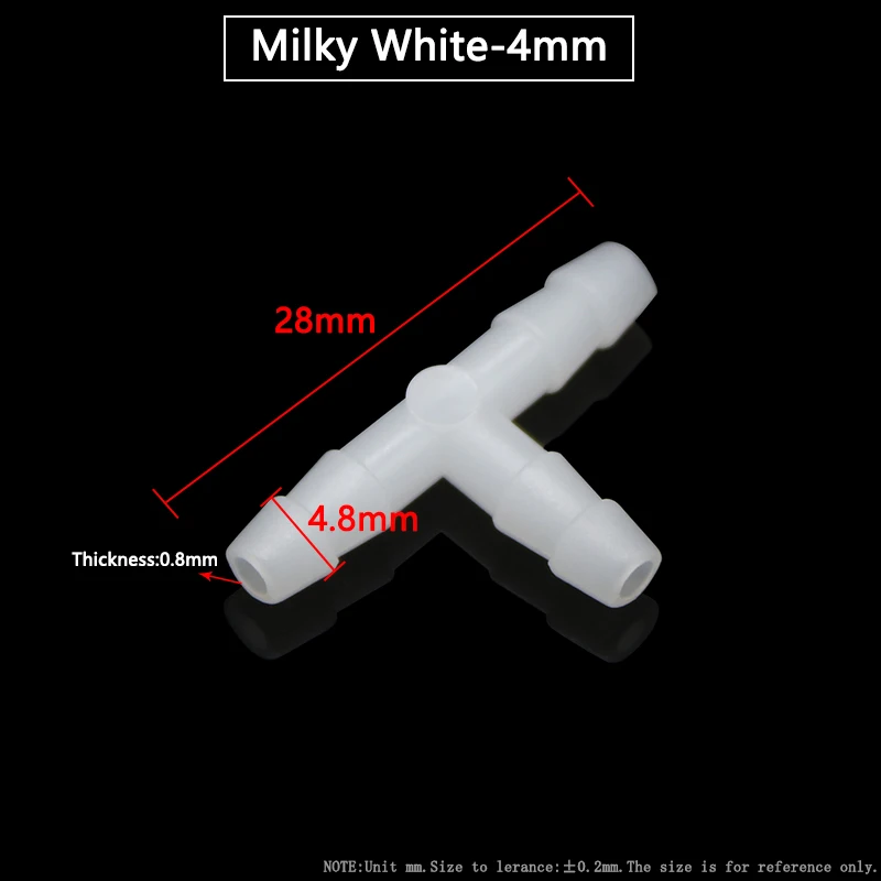 White T Shaped Pipe Fittings Equal Plastic PP PE 3 Ways Hose Tube Barbed Reducing Tee Garden Water Connector