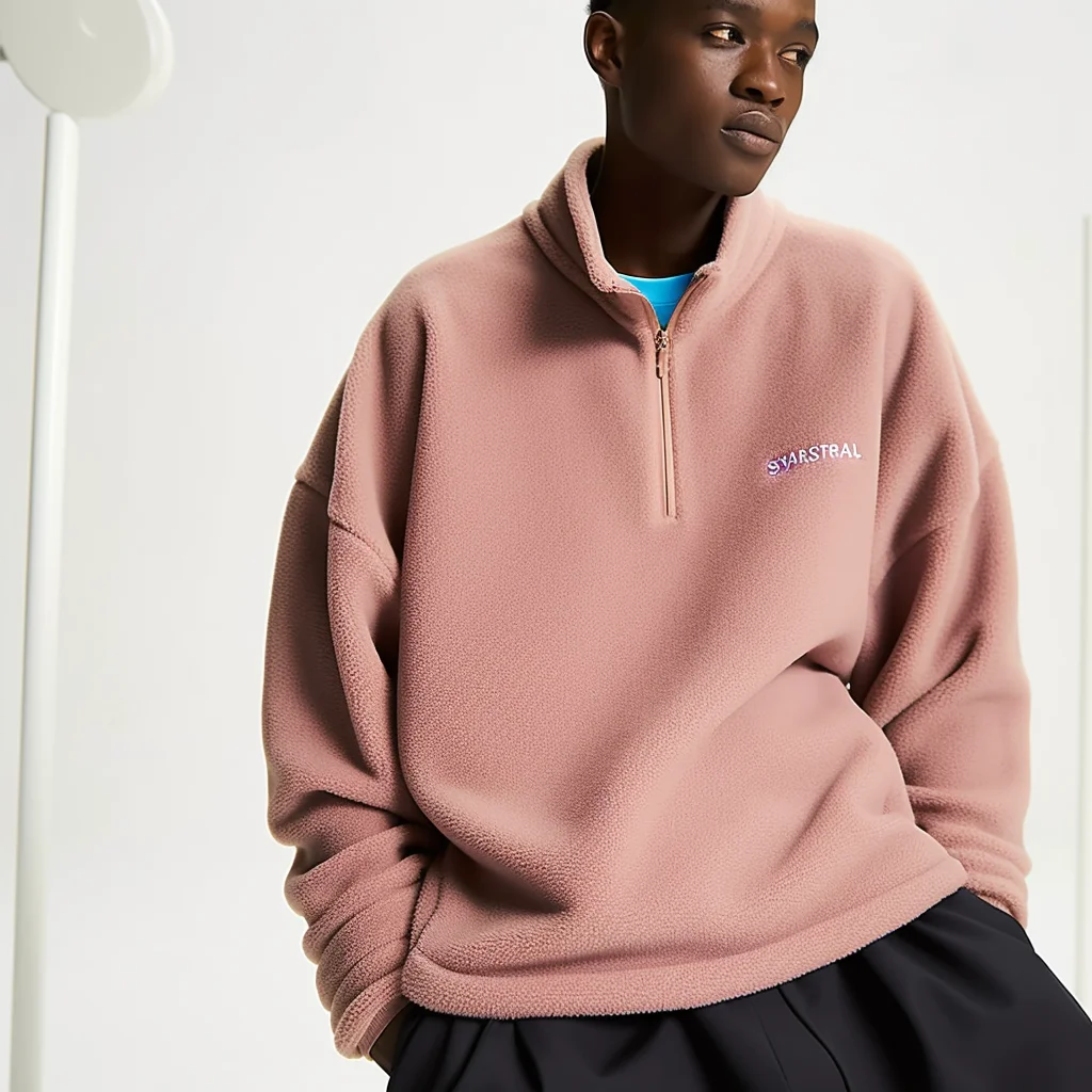 1/4 пуловер на молнии из полиэстера и флиса