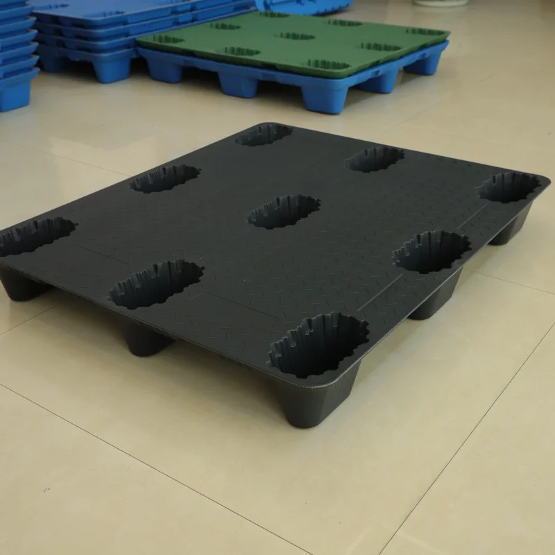 High Quality HDPE Black Euro Pallet for Warehouse 4-Way Side Stacking Double Faced Customizable for Logistics Transportation Use