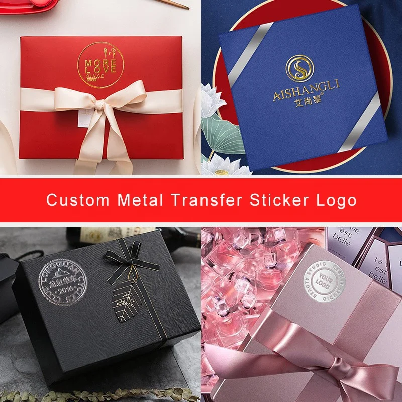 Custom Printing Brand Logo self-adhesive label Clear Metal Transfer Stickers Waterproof metallic transfer stickers logo