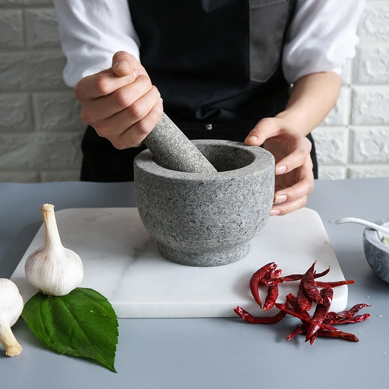 14*9 Garlic Rammer Household Grinder Kitchen Rammer Garlic Pot Grinding Medicine Coffee Stone Mortar