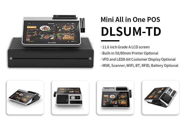 DLSUM All in One Offline Pos Machine 11.6 Inch Android Pos Terminal with Printer Pos Systems for Restaurants