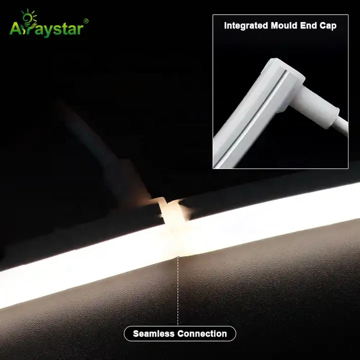 Waterproof neon strip light 10*10mm seamless led strip light integrated mould end cap 24V silicone neon strip
