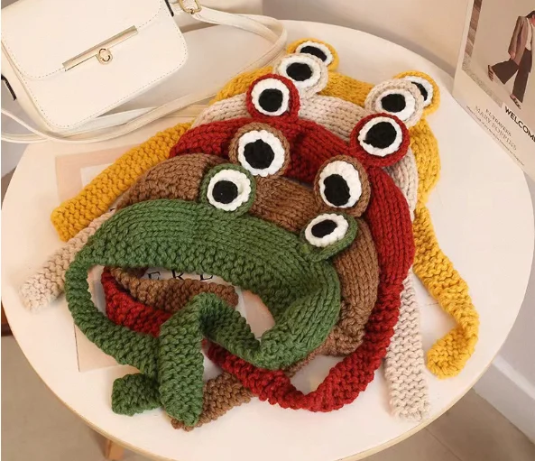 Autumn Winter Frog Ear Knitted Headband Girl Crochet Hairband Headwrap Wide Stretch Girls Head Band Headdress Child