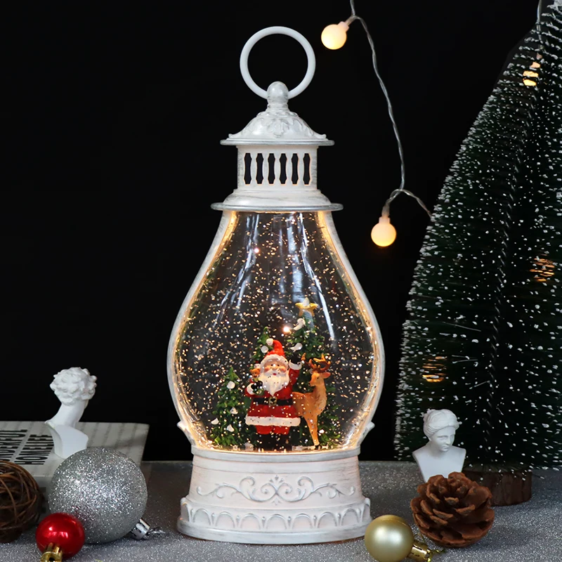 Christmas Snowman Scene Globe Lantern with Swirling Water Glittering Music and Lights for Christmas Home Decorations Gifts