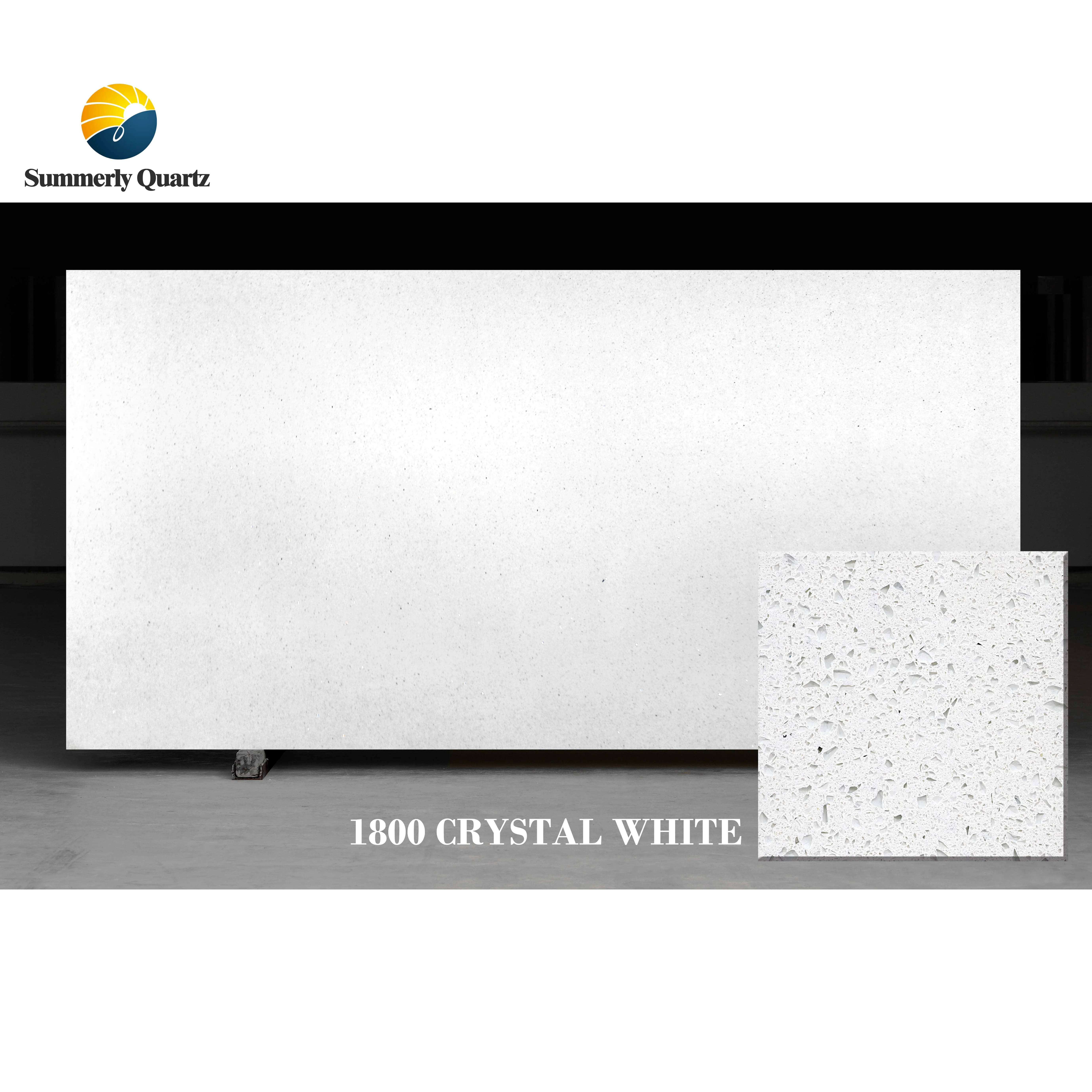 Crystal White Sparkling White Artificial Quartz Stone Slabs Super Jumbo Size artificial stone vanity counter 3 sink