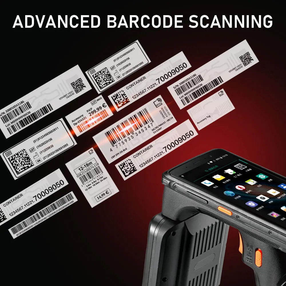 FLbots Portable Nfc Android 13 Rfid Scanner Long Range Uhf Handheld Rfid Reader For Logistics Warehouse