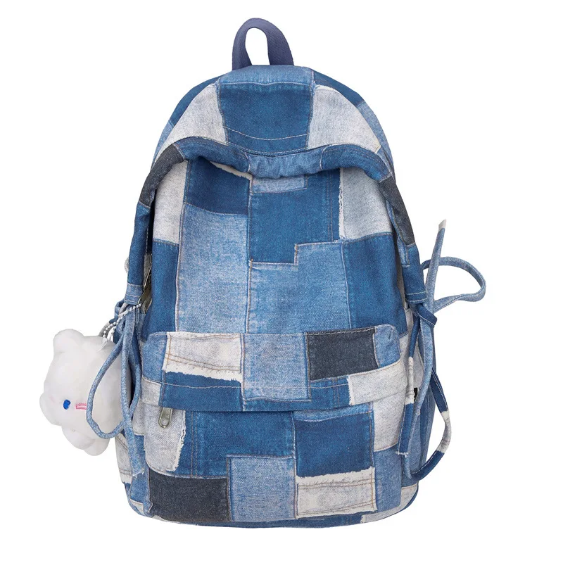 Korean Fashion Women Laptop Backpack Canvas School Bags For Teenage Girls Kawaii College Student Kids Book Bag Rucksack 2024