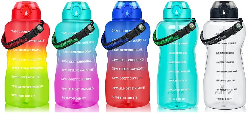 Large Half Gallon/64oz Motivational Water Bottle with Time Marker & Straw,Leakproof Tritan BPA Free Water Jug,Ensure You Drink E