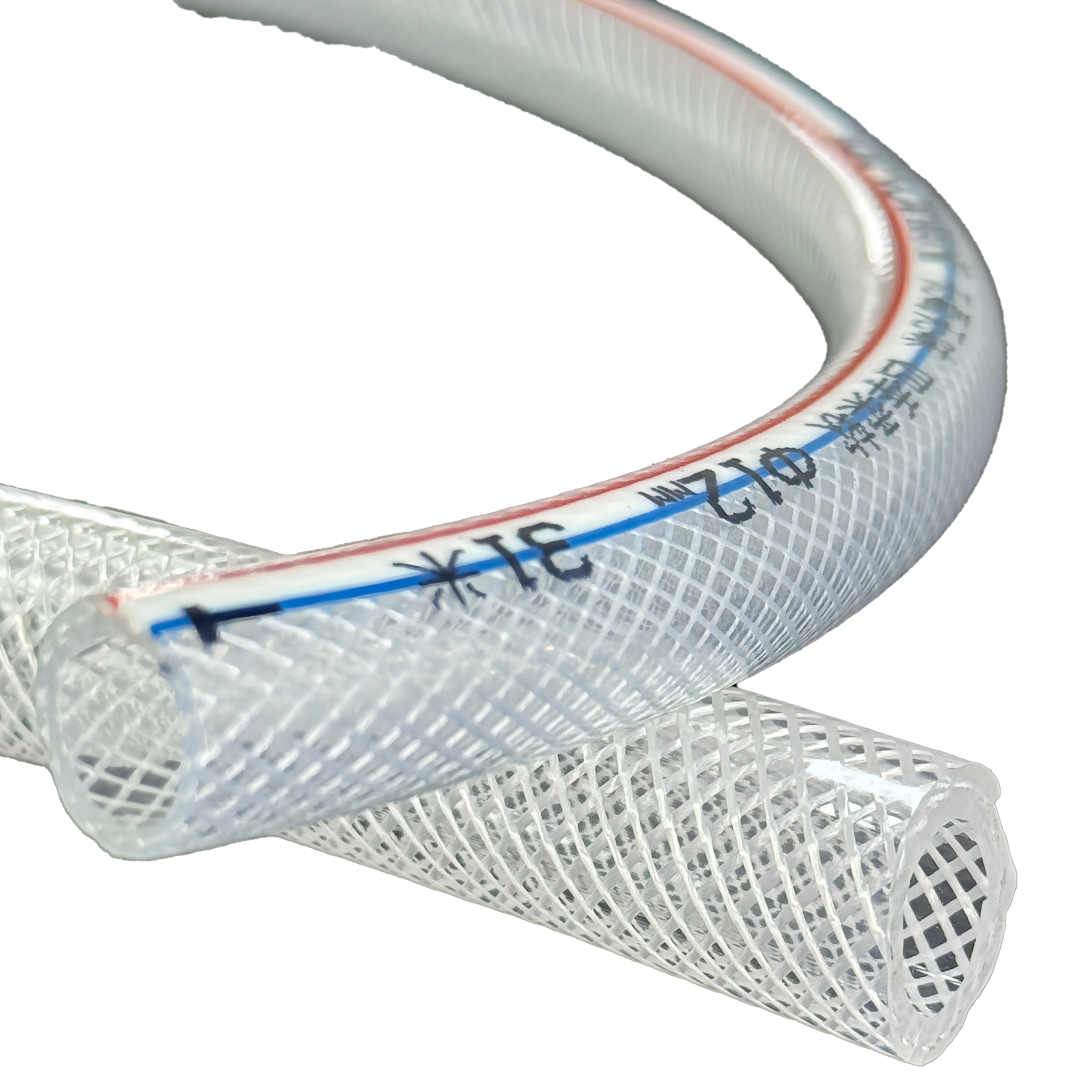 Reinforced heavy-duty high-pressure braided transparent PVC vinyl hose, flexible and durable