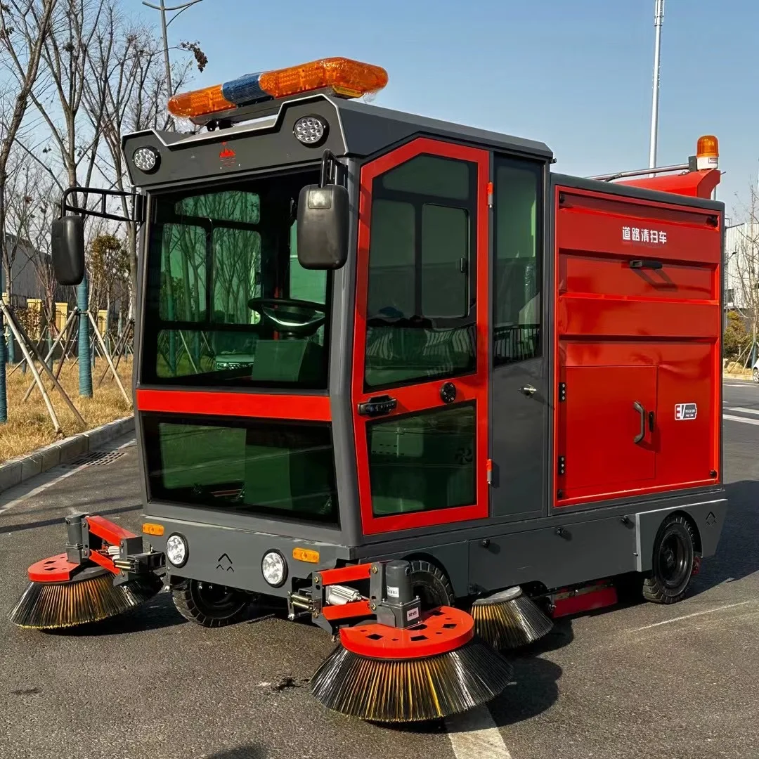 Truck 4 Wheel Street Cleaning Machine Closed Power  Sweeper Car with Water Spraying  Function