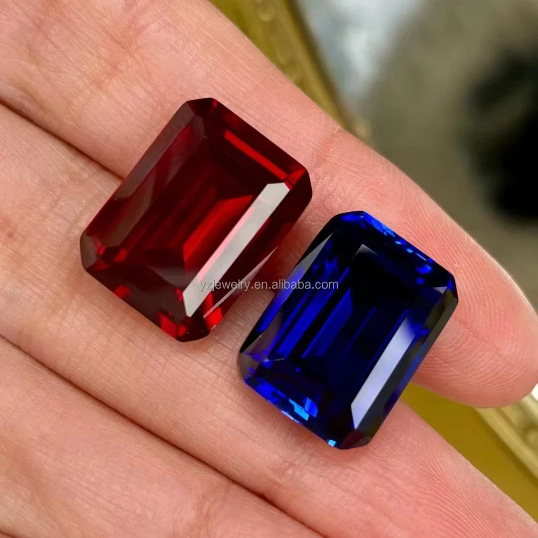 YZ September Lucky Sapphire Stone Lab Grown Oval Heart cornflower blue Emerald Pigeon Blood Red Lab Created Ruby Stone Sapphire