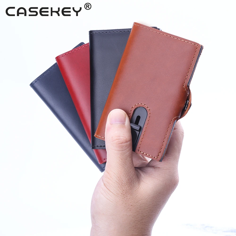 Casekey Extra thin Anti Theft Rfid Blocking Aluminum Metal wallet for Men Women with Coin Pocket