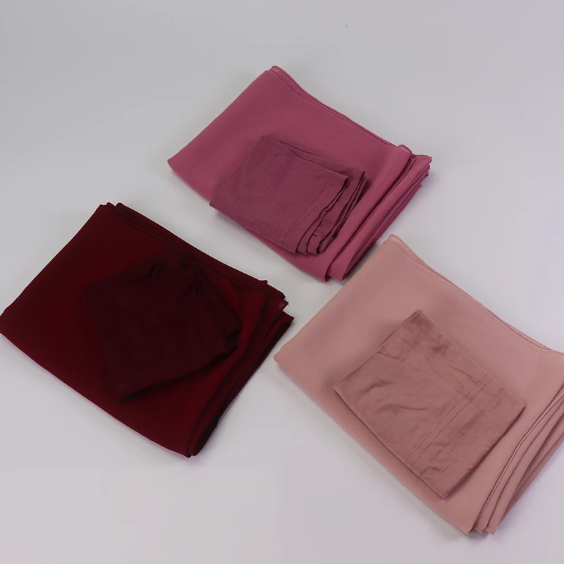 Finest Hijab Prefect Matching Heavy Chiffon Hijab Set Matching Color Chiffon Hijab With inner cap