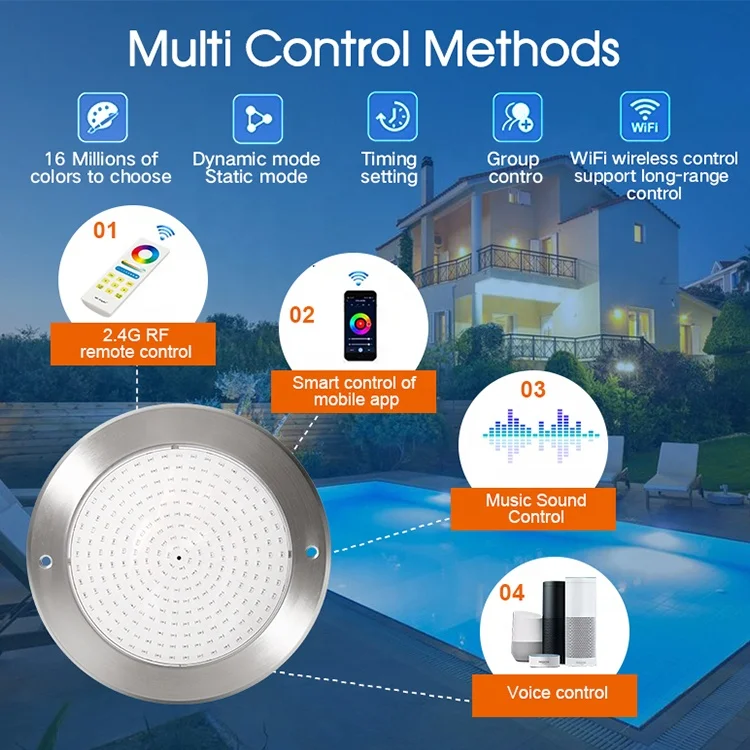 Oem/Odm Submersible Pool Lamp 7.5Mm Thickness Flat Wall Mounted Led Swimming Underwater Pool Lights