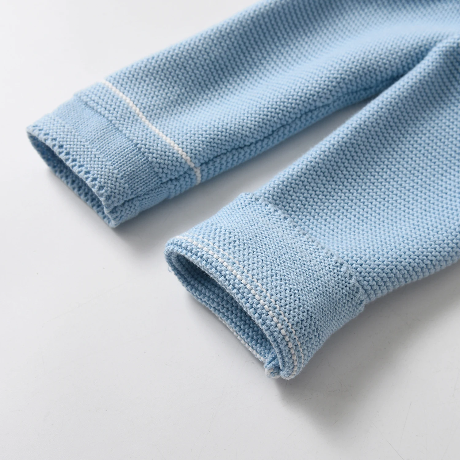 Custom Winter Children Boutique Blue Knitwear Autumn Long Sleeve Peter Pan Collar Baby Cardigan Knitted Kids Sweater