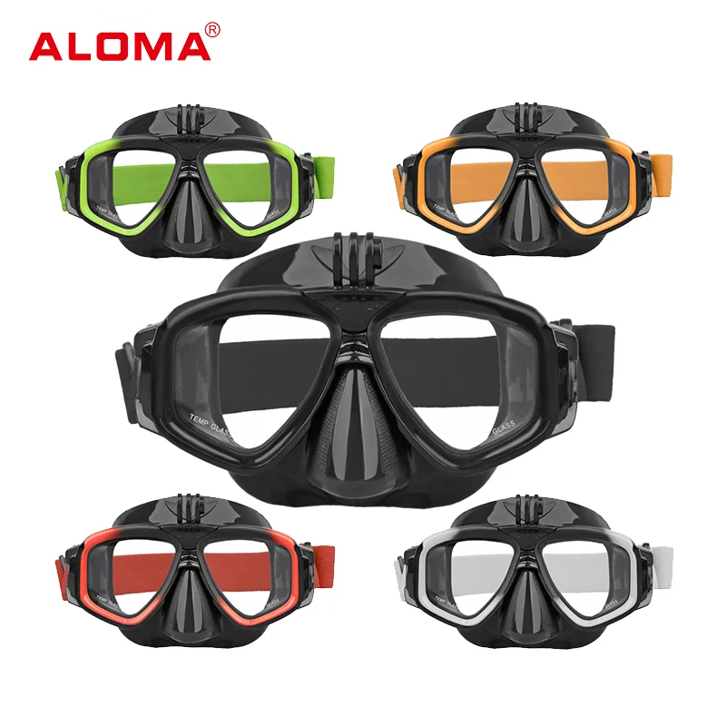 ALOMA Modern Gradient Color Style Diving Goggles Snorkel Mask for Adults Snorkeling Diving with camera mount