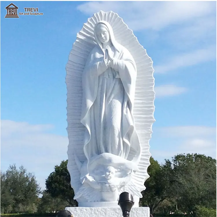 Ручная резная уличная Современная Садовая церковь Guadalupe мраморные каменные статуи Девы Марии для