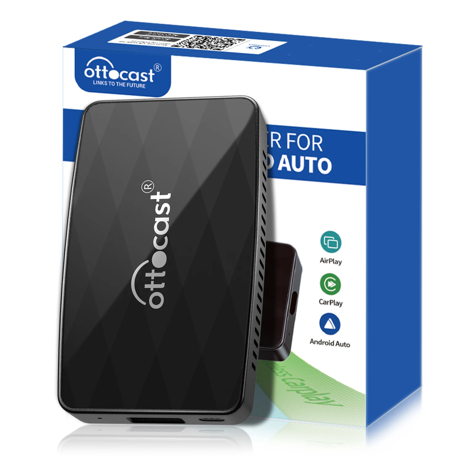 Ottocast 2 in 1 Wireless CarPlay n Wireless Android Auto Adapter Plug & Play Auto Connect Online Update 256RAM+128ROM