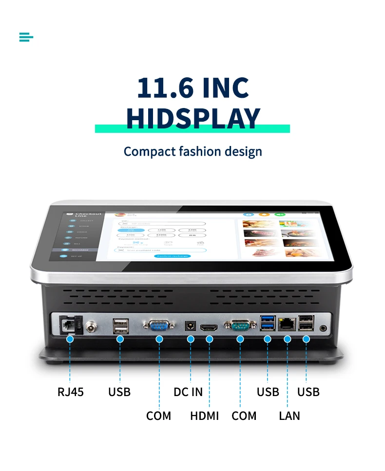 FYJ F1S Win 10 Android Wifi Cash Register Desktop 11.6' All in One Pos Printer Payment Tablet Smart Android Pos Terminal