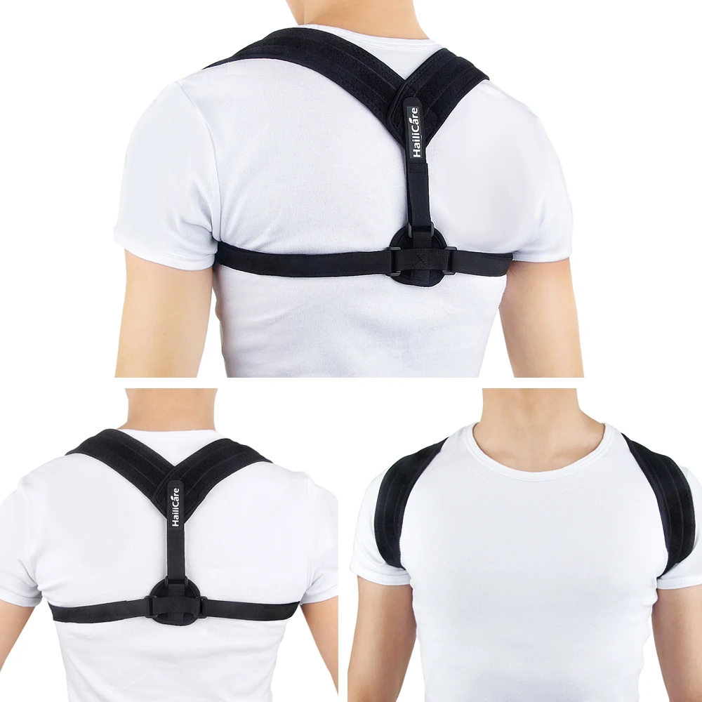 Cheap adjustable dual tightening straps neoprene back posture corrector clavicle brace