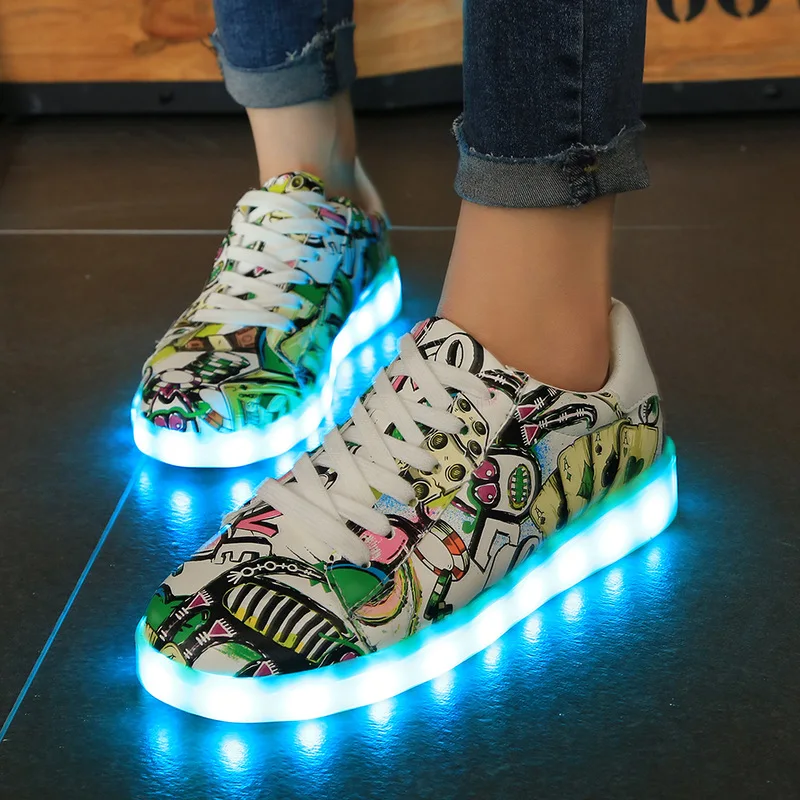 Colorful Light For Lovers Led Shoes Running Charging Men And Women Board
