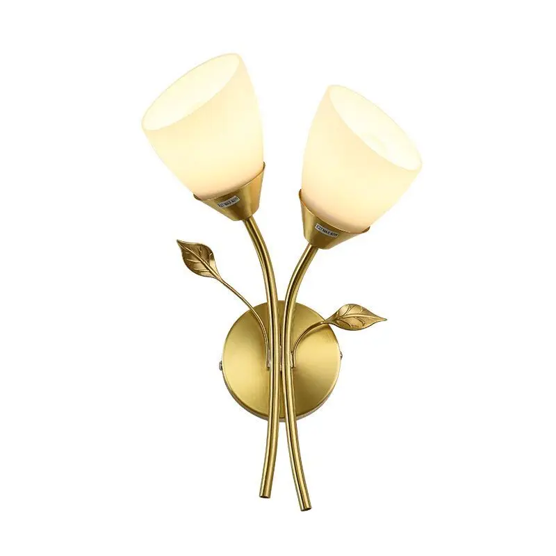 Art Deco Indoor Decorative Wall Light Gold White Glass Lampshade Wall Lamp Sconce for Home Living Room