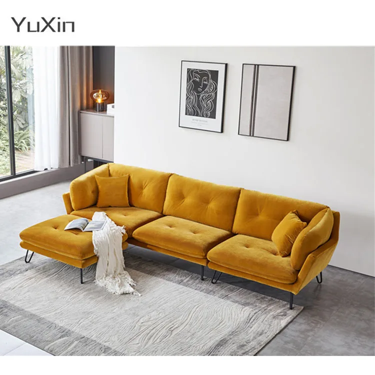 Modern European Style Solid Wood L-Shaped Sofa Set Simple Decor Wholesale Home Furniture for Living Room and Bedrooms SOFA