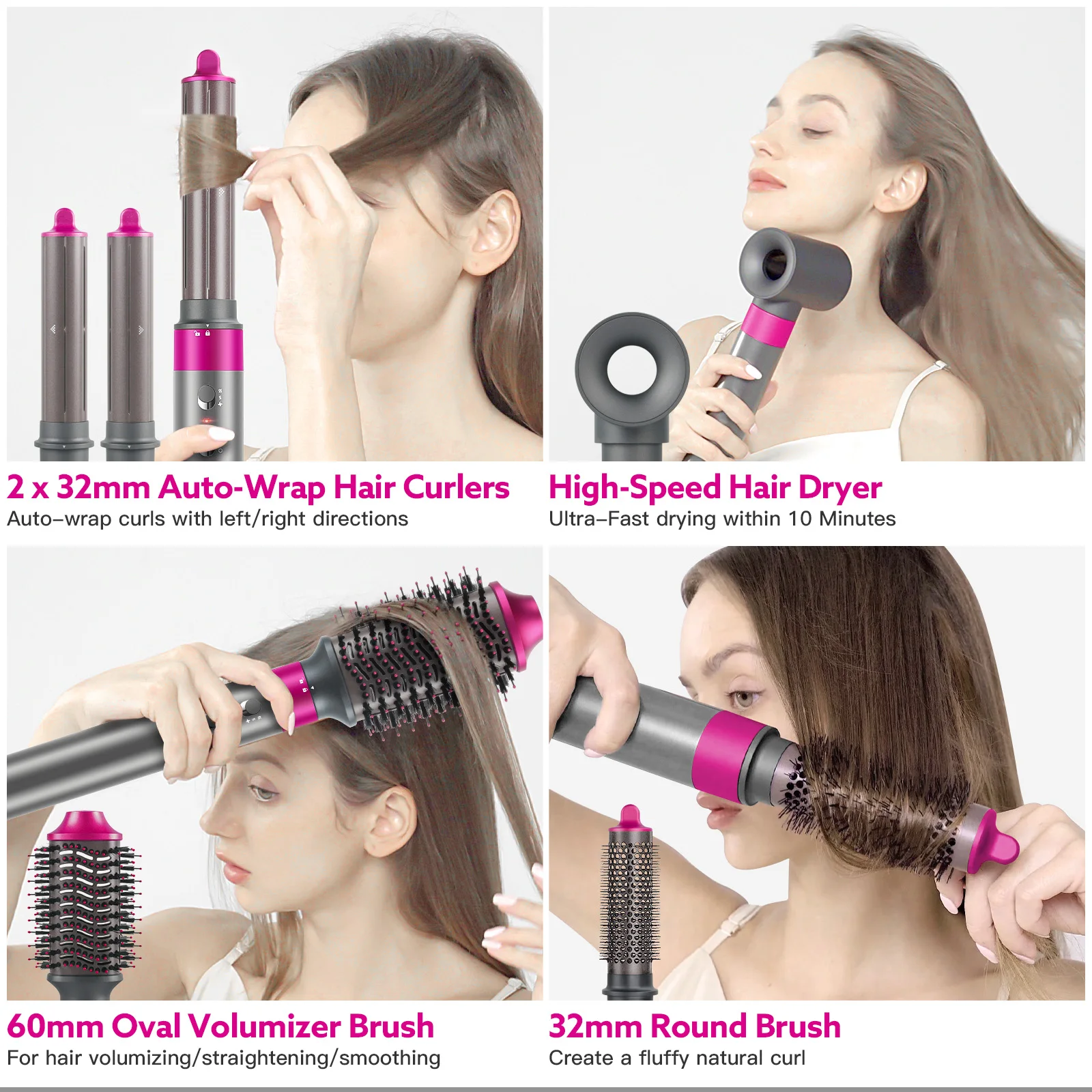 high speed 1400W  hot air brush 7 in 1 BLDC motor 110000RPM multi-purpose hair styler sets