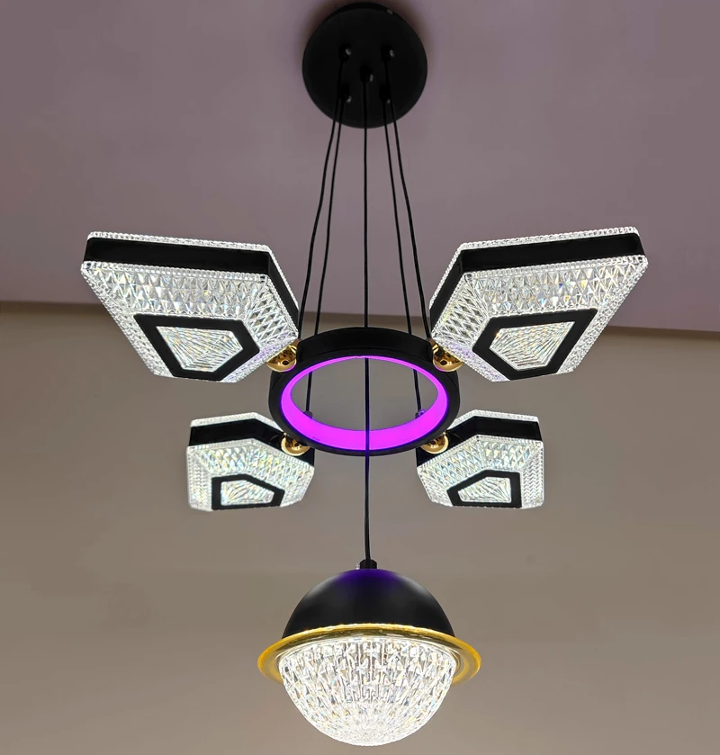 Blue and warm White led color changing pendant lamp ,square led hanging chandelier for kitchen/dinning room/bar (2631-1P)