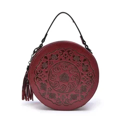 Spring 2021 New High Quality Genuine Leather Single Shoulder Bag Chinese Retro Womens Bag Vintage Bucket Handbag Ladies