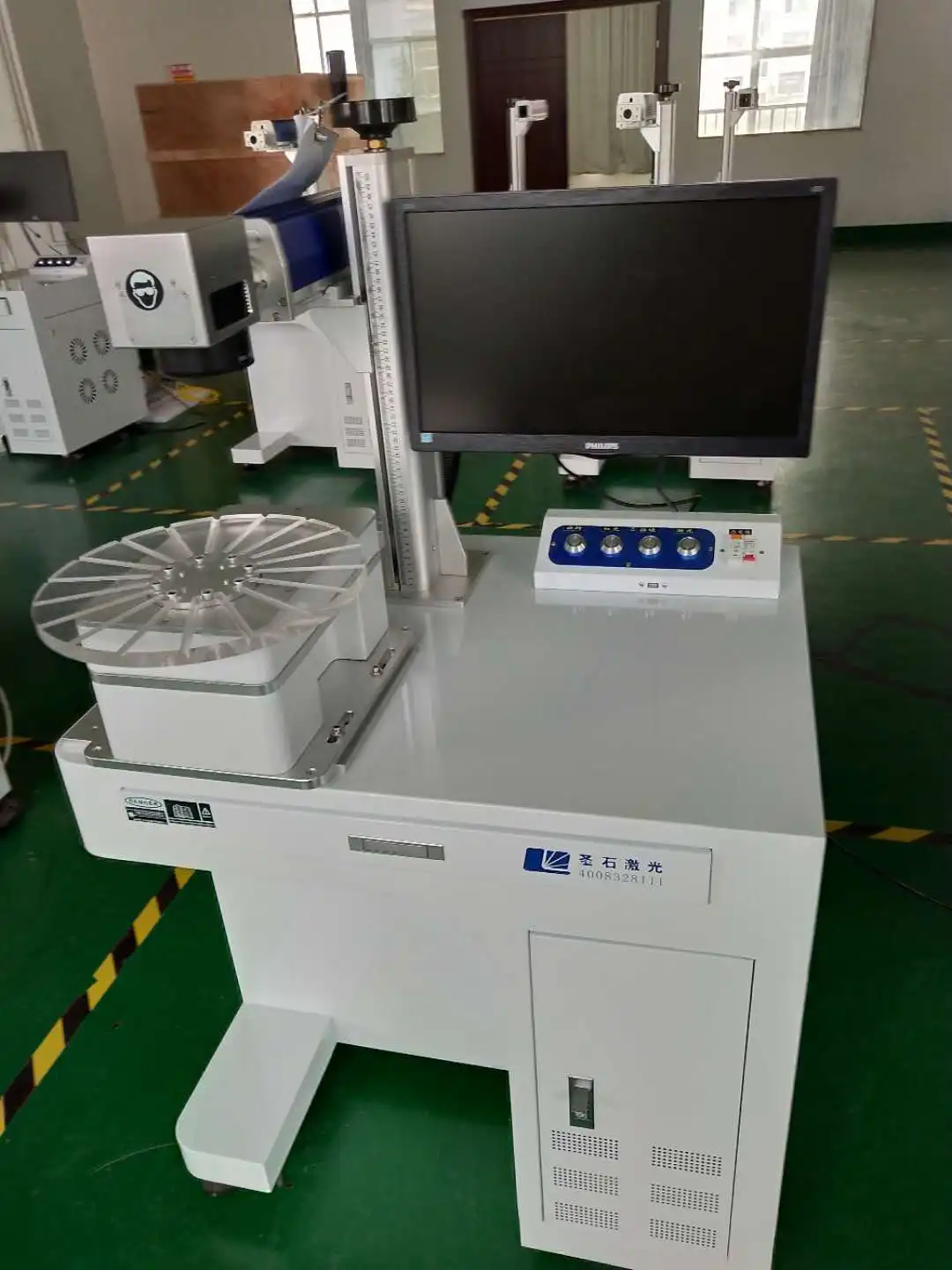 HOLYLASER Apply To Irregular Metal Items Solve Problem Of Difficult Feeding And Poor Position Rotary Fiber Laser Marking Machine