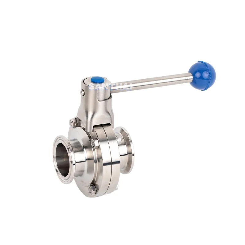 SANTHAI Pull Rod Handle SS304/316L Sanitary Threaded Butterfly Valve (SMS)