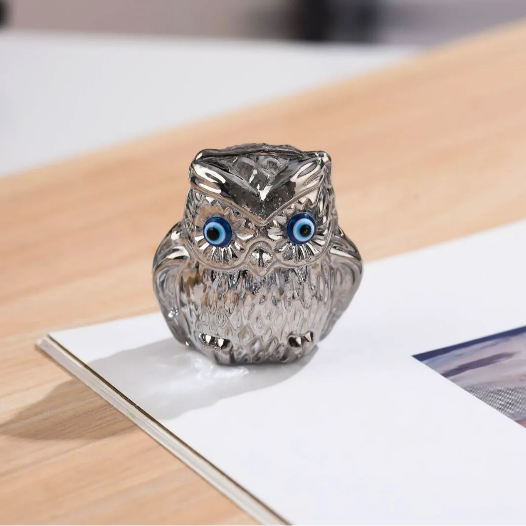 Owl blue eyes crystal crafts glass parent-child decoration ornaments living room home decoration
