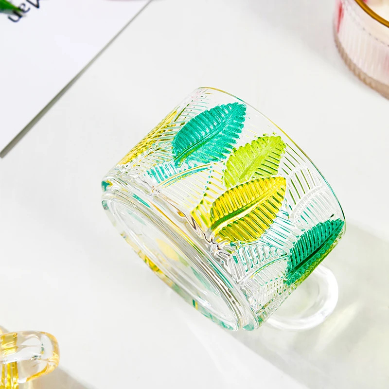 ZC Niche design sense ins large bore relief glass mug retro high appearance level glass iced coffee cup breakfast milk cup