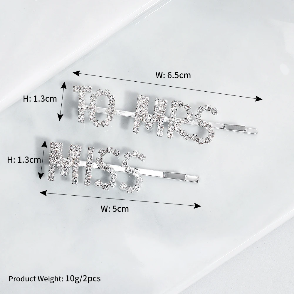 2pcs/lot Hot Sale Fashion Word Hair Clips Austrian Crystal Barrettes for Women Hair Pins Stick Headpieces Accessories