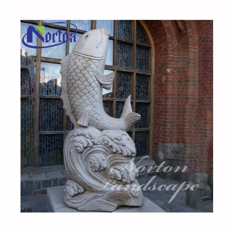 Garden Decor Carving Animals Stones Sculpture Granite Stone Marble Stone Koi Fish Statue Water Fountain