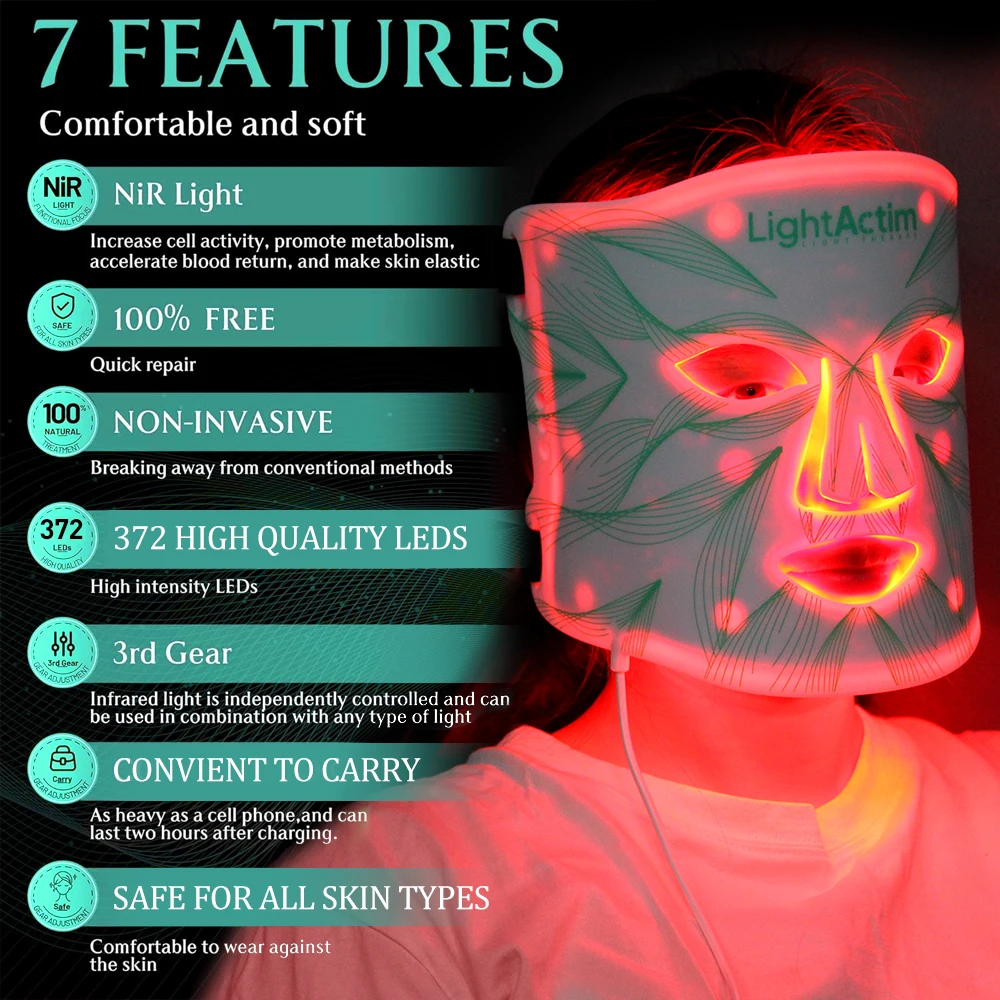 Women Beauty Silicone LED Face Mask 630nm Red Light Photon Therapy Mask Skin Rejuvenation Anti-Aging LED Facial Hand Neck Masks