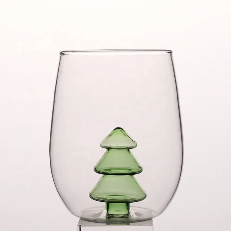 Прямая Продажа с фабрики ручная выдувная Рождественская елка бокал для вина стакан питья виноградного на заказ рождественского сезона