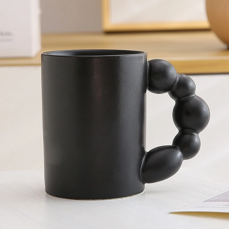 INS creative beaded matte nordic mug with round handle ceramic coffee cup mug