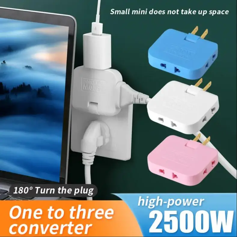 US Plug 180 Degree Rotatable Socket Converter 3 in 1 US Extension Plug Multi-Plug Mini Slim Wireless Outlet Adapter Sockets