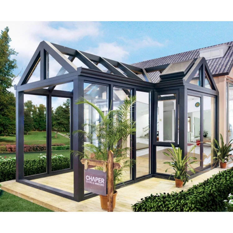 Low-e glass solarium winter garden veranda conservatory garden prefabricated aluminium glass sunroom for four season