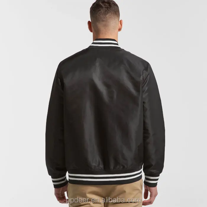 2021 новый стиль под заказ высококачественная черная нейлоновая атласная куртка-бомбер на молнии бейсбольная зимняя куртка для колледжа мужская