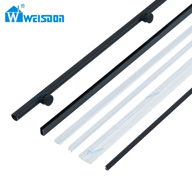 Factory Direct Frameless Sliding Corner Handle Rail System Screw Roller Black Full Set Shower Room Hardware Without Glass