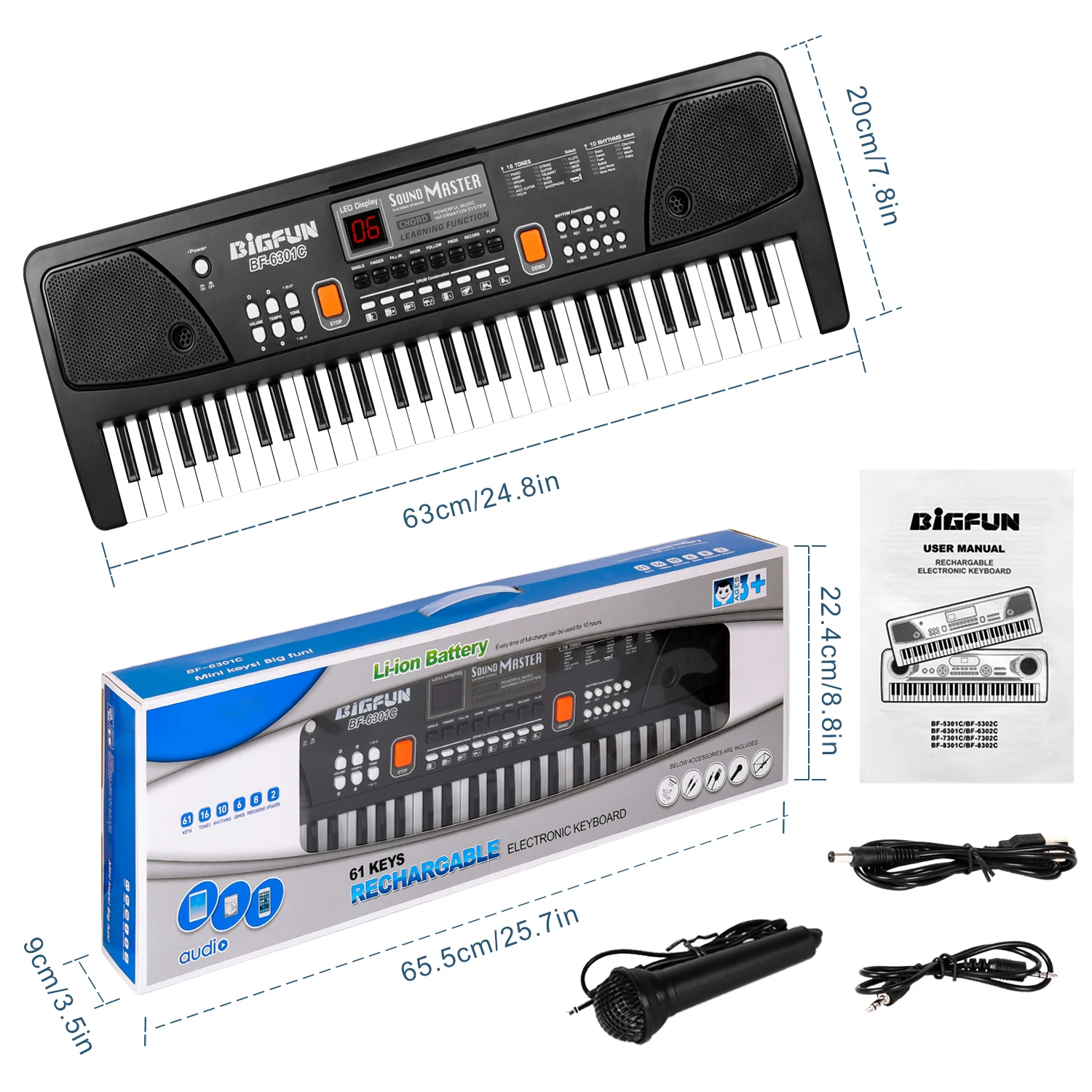 Keyboard Electronic Organ Piano Rechargeable 61 Keys Piano Keyboard Promotional Toy Gift Portable Digital Piano Keyboard Musical