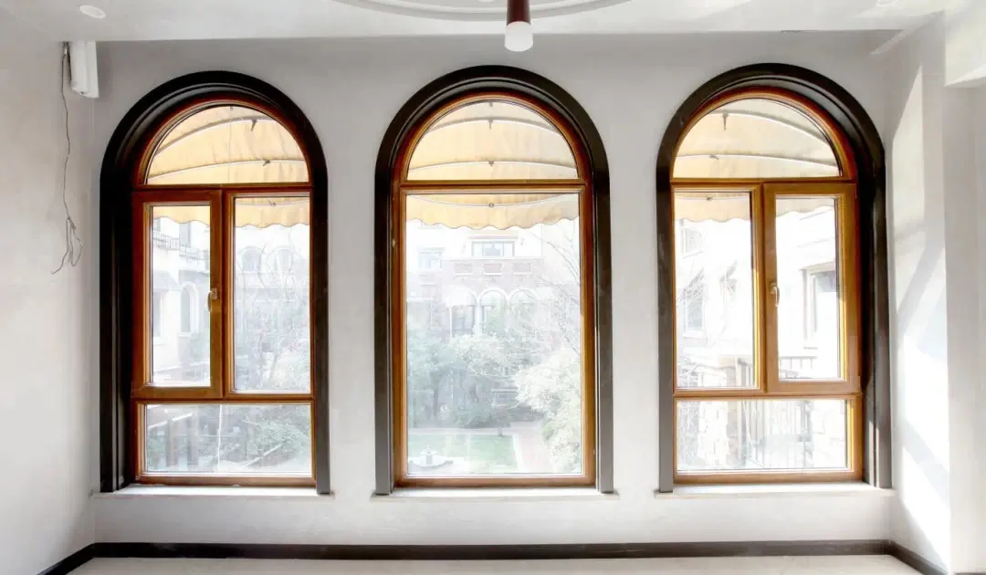 Arch Wood clad aluminum casement tilt turn windows